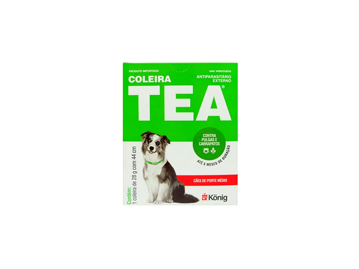 König TEA Cão Médio KO100032 — coleira antipulgas e carrapatos, 44 cm, 28 g, 1 unidade