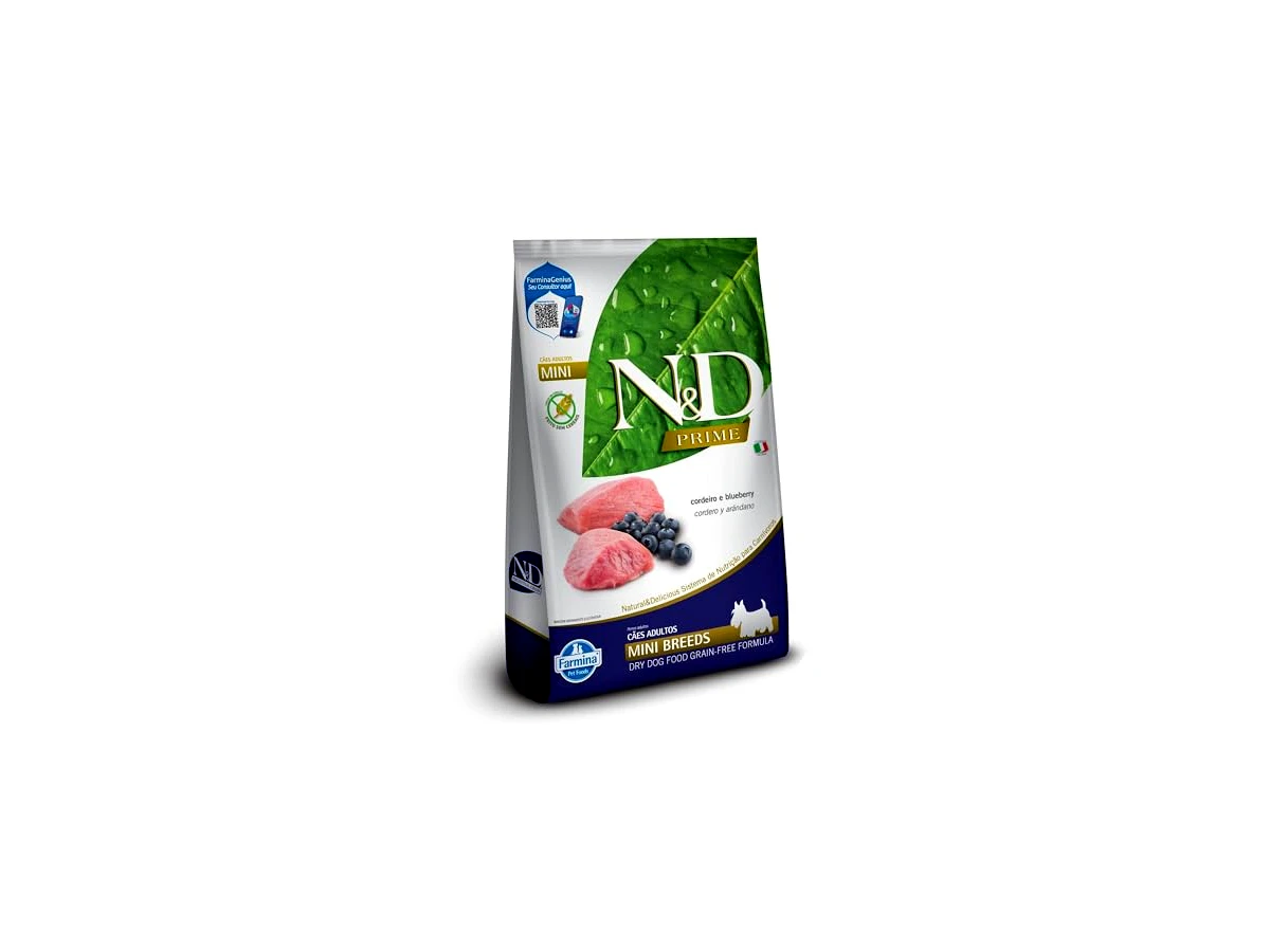 Farmina N&D Prime Adult Mini — Cordeiro e Blueberry — cães adultos de raças mini e pequenas — 2,5 kg