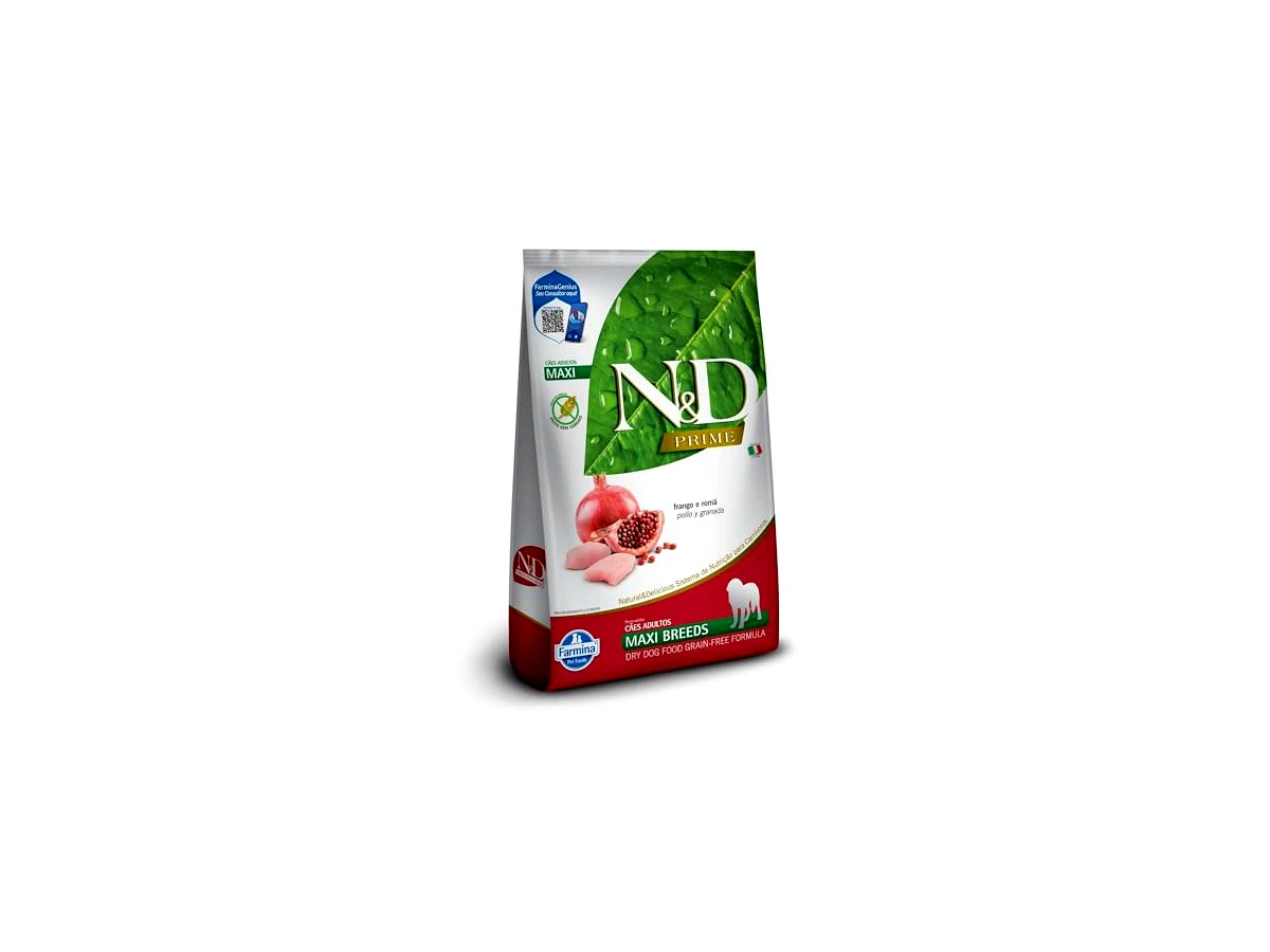 Ração Farmina N&D Prime Grain Free para Cães Adultos de Raças Grandes Sabor Frango, Romã, Aloe Vera e Psyllium - 15kg