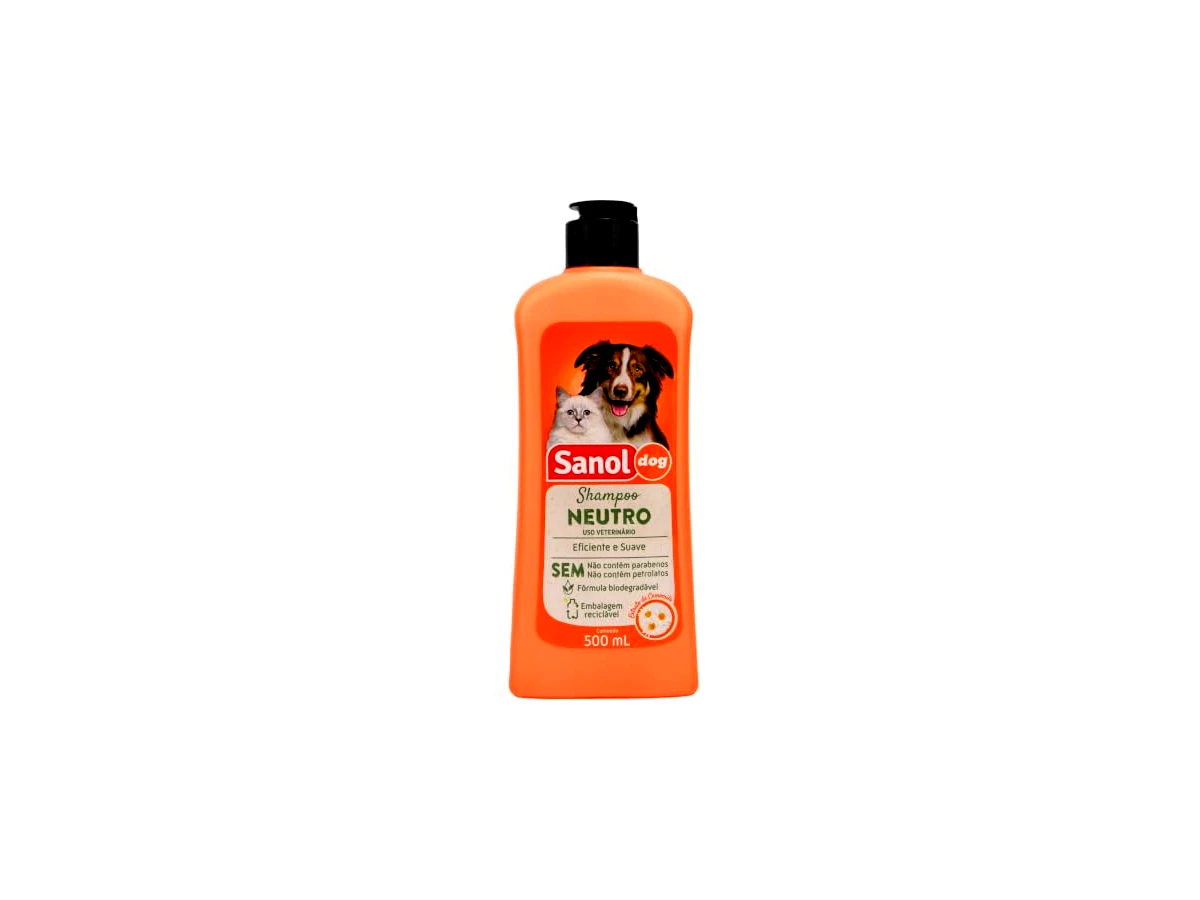 Sanol Dog Shampoo Neutro com Extrato de Camomila — frasco de 500 ml, unidade avulsa