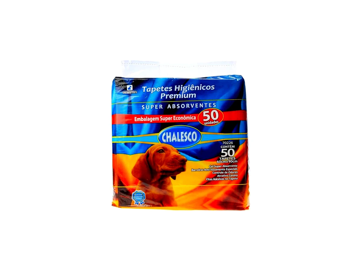 Chalesco Tapete Higiênico Premium — 90 × 60 cm, pacote com 50 unidades, referência 70226